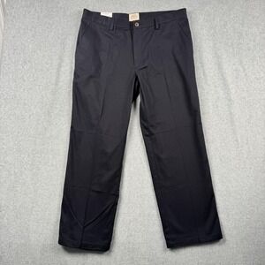 St Johns Bay Pants Mens 36x29 Navy Classic Fit Flat Front Easy Care Chino NEW